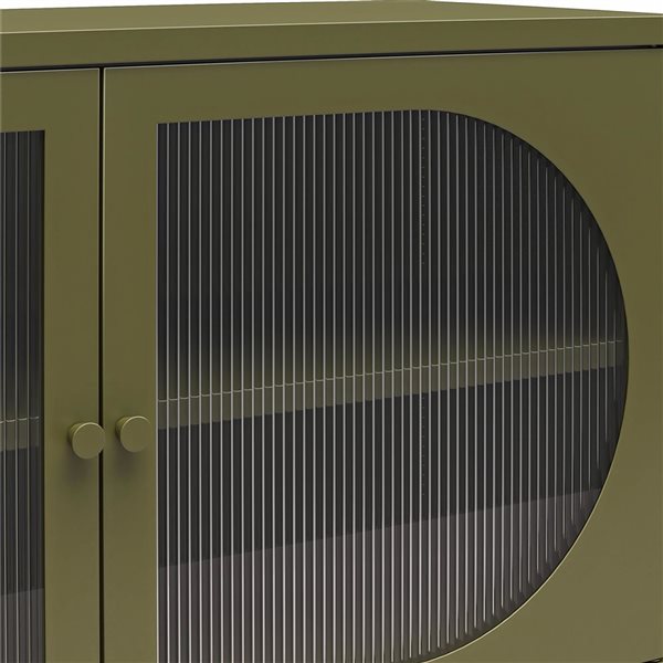 Mr. Kate Luna Wide 2-Door Accent Cabinet with Fluted Glass, Olive Green