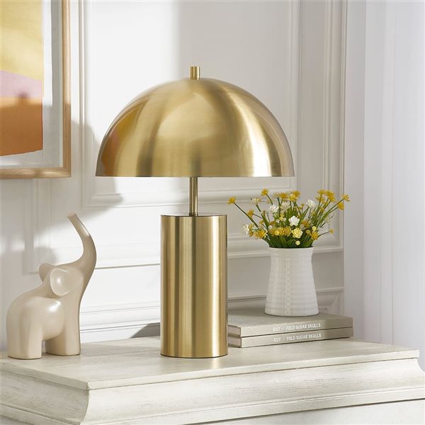 A&E Bath and Shower Chaze Gold Metal Plug-In Mushroom Shade Table Lamp