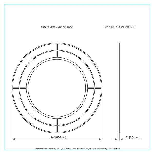 Miroir mural encadré rond Tarry de A&E Bath & Shower 24 po diamètre métal noir mat