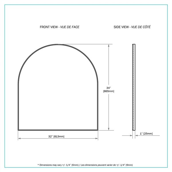 Miroir mural arqué encadré Mooni de A&E Bath & Shower 32 L . x 34 po h. noir mat