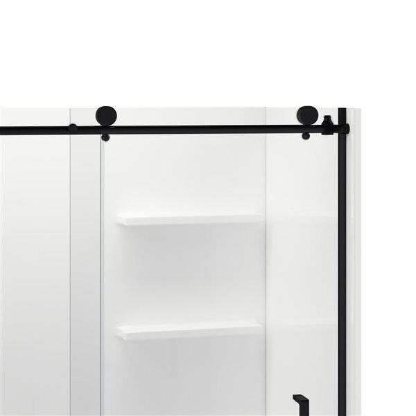 Ensemble de douche 3 pièces Pfanner de A&E Bath & Shower 32 x 60 po métal noir et acrylique blanc, base/porte/mur