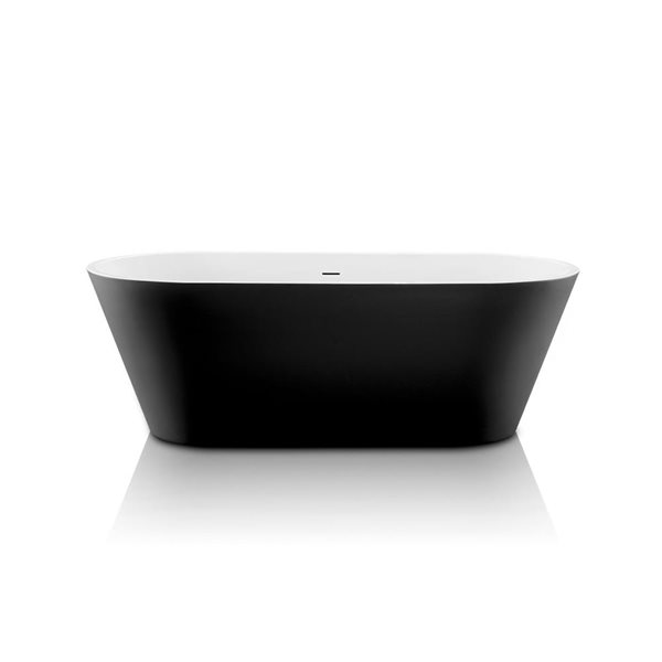 A&E Bath & Shower Aldine 30 W x 59-in L Black/White Acrylic Oval Centre Drain Freestanding Soaking Bathtub