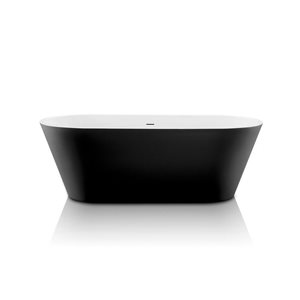 A&E Bath & Shower Aldine 30 W x 59-in L Black/White Acrylic Oval Centre Drain Freestanding Soaking Bathtub