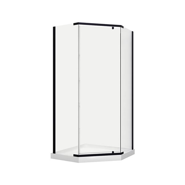 A&E Bath and Shower Nevada 38-in Black Metal and White Acrylic Neo-Angled Shower Kit