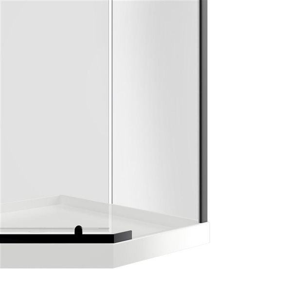 A&E Bath and Shower Nevada 38-in Black Metal and White Acrylic Neo-Angled Shower Kit