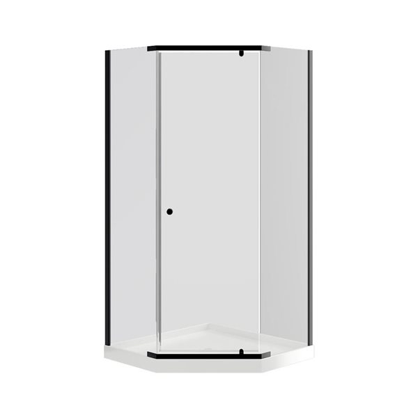 A&E Bath and Shower Nevada 38-in Black Metal and White Acrylic Neo-Angled Shower Kit