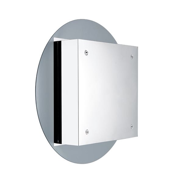 A&E Bath & Shower Turan 25-in White Steel Surface/Recessed Round Medicine Cabinet - Right-Hand Door