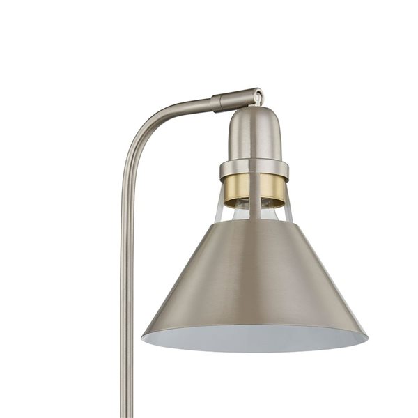 A&E Bath & Shower Sade Brushed Nickel/Gold Metal Plug-In Tapered Shade Table Lamp