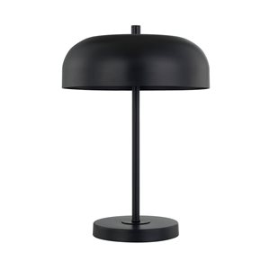 Lampe de table à brancher Gazer de A&E Bath & Shower à abat-jour rond en métal noir mat