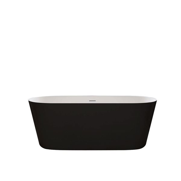 Baignoire ovale autoportante Aldine de A&E Bath & Shower 32 l. x 67 po L. acrylique noir/blanc avec drain central