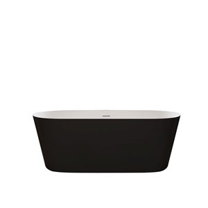 A&E Bath & Shower Aldine 32 W x 67-in L Black/White Acrylic Oval Centre Drain Freestanding Soaking Bathtub