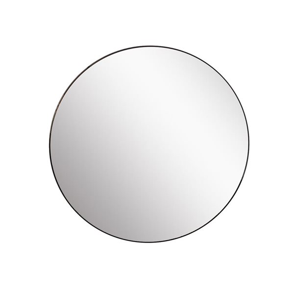 A&E Bath & Shower Mooni 40-in Matte Black Metal Frame Wall-Mounted Round Mirror