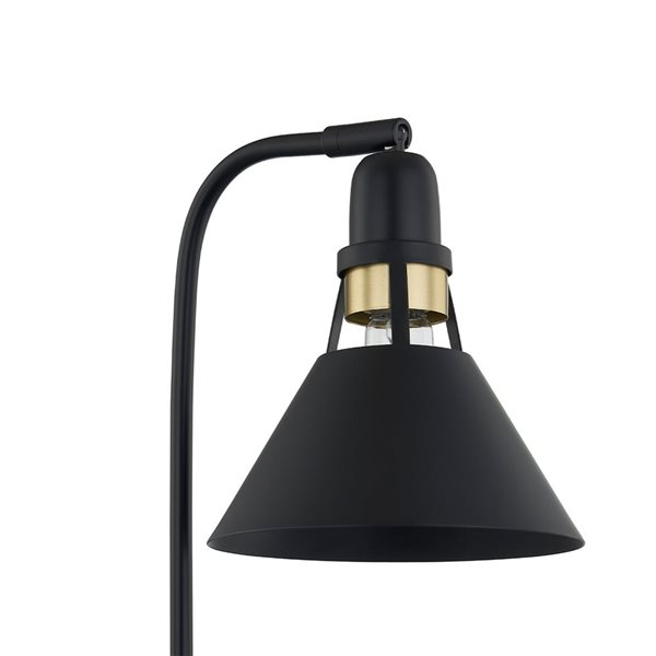 A&E Bath & Shower Sade Matte Black/Gold Metal Plug-In Tapered Shade Table Lamp