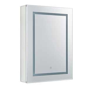 Armoire à pharmacie à DEL Helai A&E Bath & Shower 20 x 28 po aluminium anodisé à encastrer ou surface - Ouvre à droite