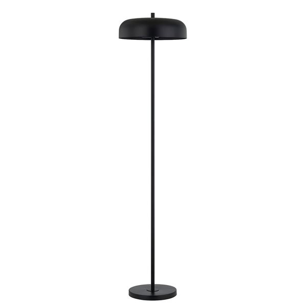 A&E Bath & Shower Coven Matte Black Metal Plug-In Round Shade Floor Lamp