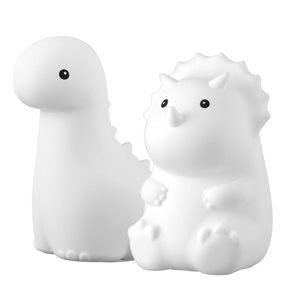 Globe Electric Giggling Dinosaur Duo White Multicolor Changing Integrated LED Rechargeable Silicone Night Light Lamps