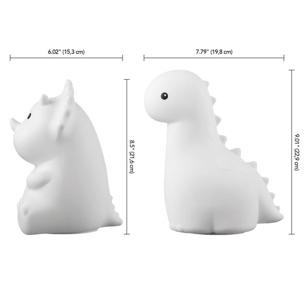 Veilleuse en silicone rechargeable Dinosaure Joyeux Globe Electric duo blanc et couleurs changeantes à DEL intégrées