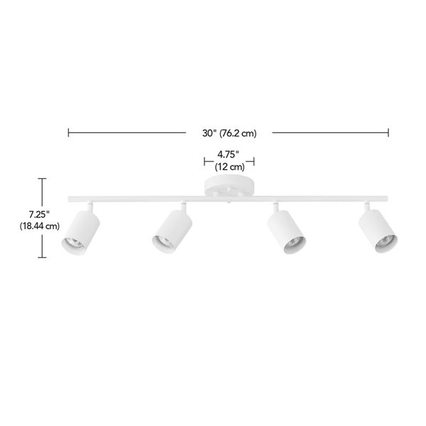 Rail d'éclairage Globe Electric 4 lumières 30 po blanc mat