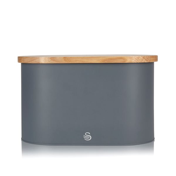 Swan Nordic Bread Bin with Cutting Board - Grey