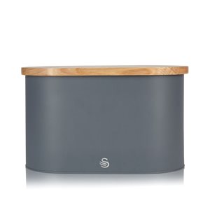 Swan Nordic Bread Bin with Cutting Board - Grey