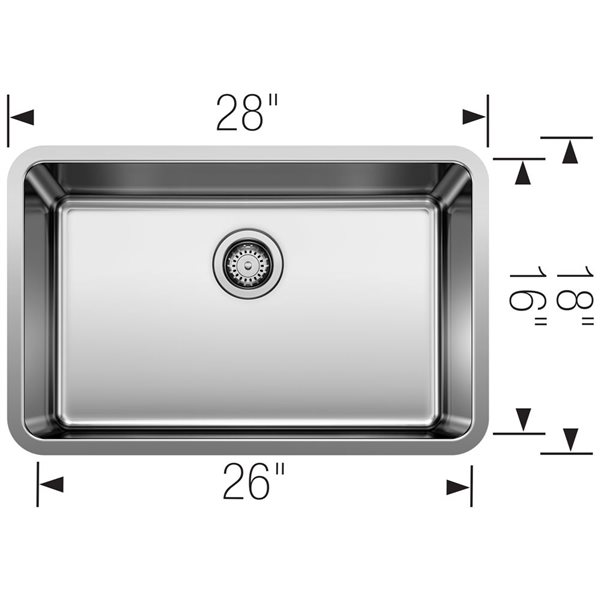 Évier de cuisine sous plan en acier inoxydable Formera de BLANCO 28 po à cuve unique