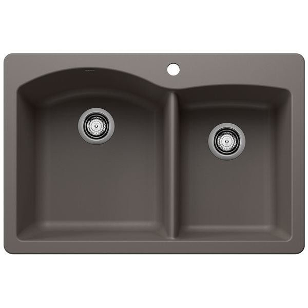 BLANCO Diamond SILGRANIT 33-in 60/40 Double Bowl Dual Mount Kitchen Sink - Volcano Grey