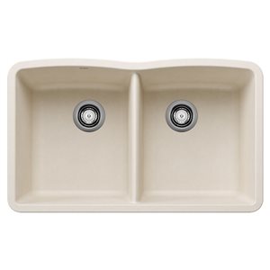 BLANCO Diamond SILGRANIT 32-in 50/50 Double Bowl Undermount Kitchen Sink - Soft White