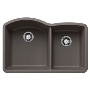 BLANCO Diamond SILGRANIT 32-in 60/40 Double Bowl Undermount Kitchen Sink - Volcano Grey