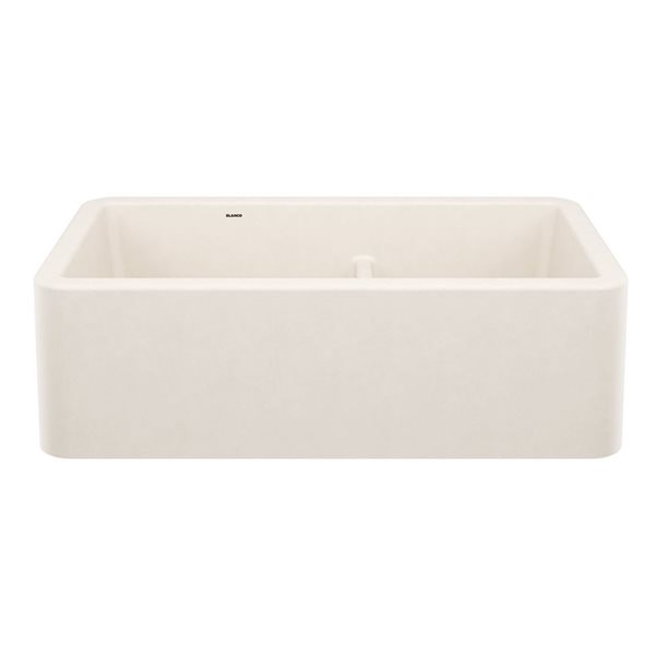 BLANCO Ikon SILGRANIT 33-in Double Bowl Apron-Front Farmhouse Sink with Low Divide - Soft White