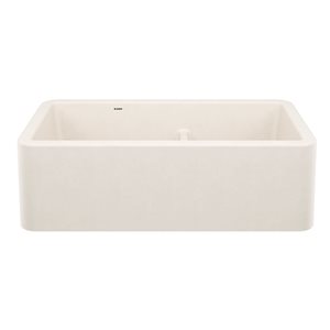 BLANCO Ikon SILGRANIT 33-in Double Bowl Apron-Front Farmhouse Sink with Low Divide - Soft White