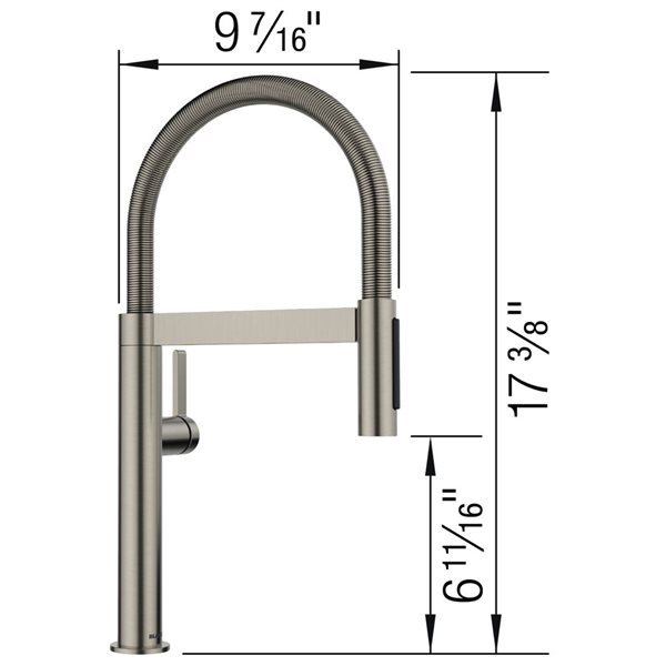 Robinet de cuisine à bec rétractable Culina II de BLANCO mini semi-professionnel, platine satiné