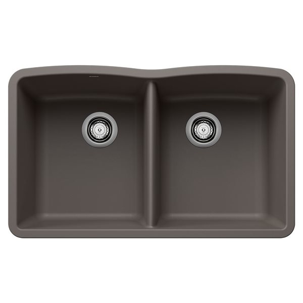 BLANCO Diamond SILGRANIT 32-in 50/50 Double Bowl Undermount Kitchen Sink - Volcano Grey