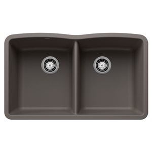 BLANCO Diamond SILGRANIT 32-in 50/50 Double Bowl Undermount Kitchen Sink - Volcano Grey