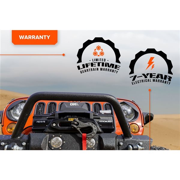 DK2 12,000 lb Premium Electric 4x4 Winch with Synthetic Rope