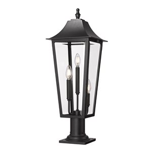 Z-Lite Gannon Black 3 Light Outdoor Pier Mounted Fixture