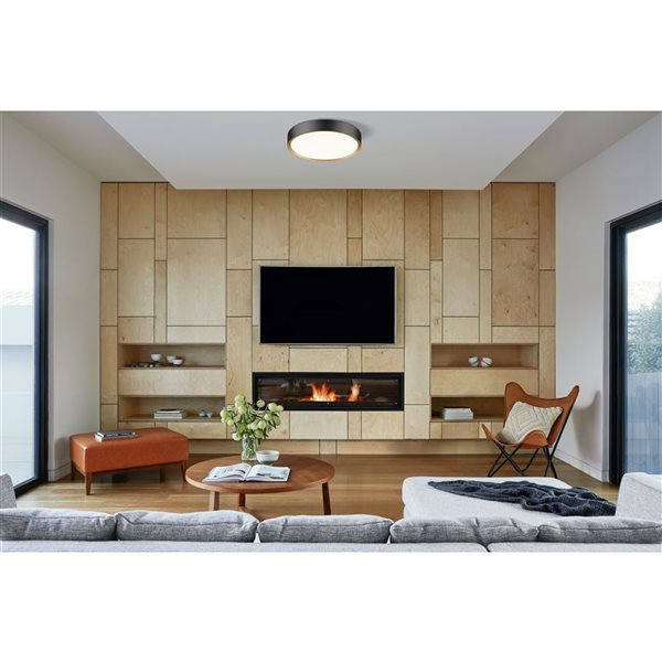 Z-Lite Kawan Matte Black + Modern Gold 1 Light Flush Mount