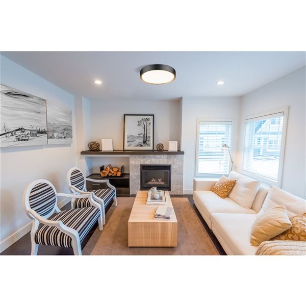 Z-Lite Kawan Matte Black + Modern Gold 1 Light Flush Mount