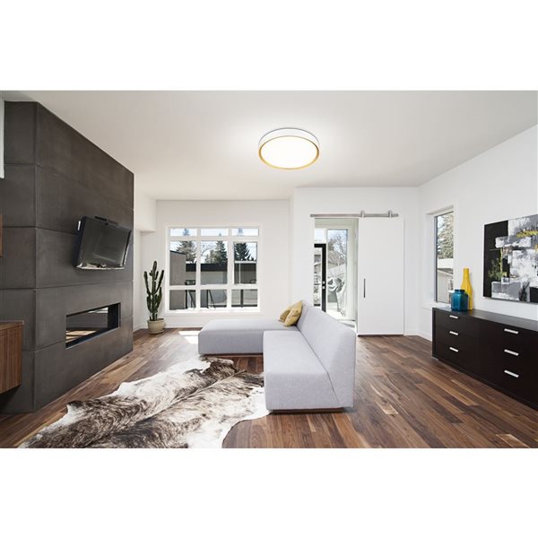 Z-Lite Kawan Matte White + Modern Gold 1 Light Flush Mount | RONA