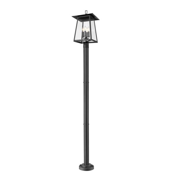 Z-Lite Rainer Black 4 Light Outdoor Post Mounted Fixture