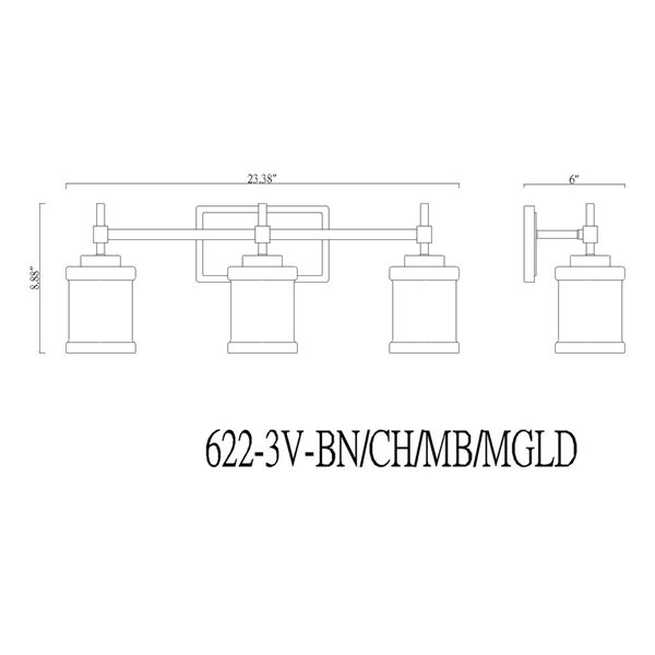 Z-Lite Cadoc Matte Black 3 Light Vanity