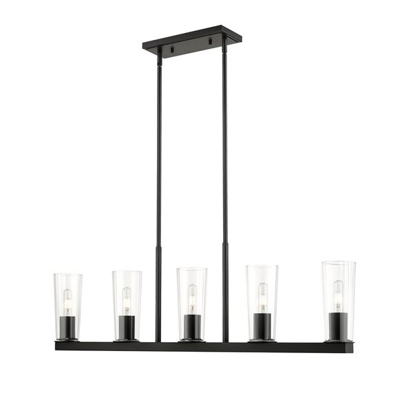 Z-Lite Titus Matte Black 5 Light Linear Chandelier