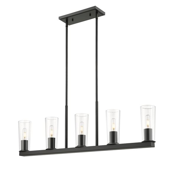 Z-Lite Titus Matte Black 5 Light Linear Chandelier