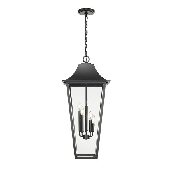 Z-Lite Gannon Black 5 Light Outdoor Chain Mount Ceiling Fixture