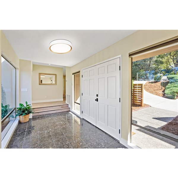 Z-Lite Kawan Matte White + Modern Gold 1 Light Flush Mount