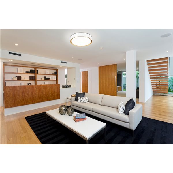 Z-Lite Kawan Matte White + Modern Gold 1 Light Flush Mount