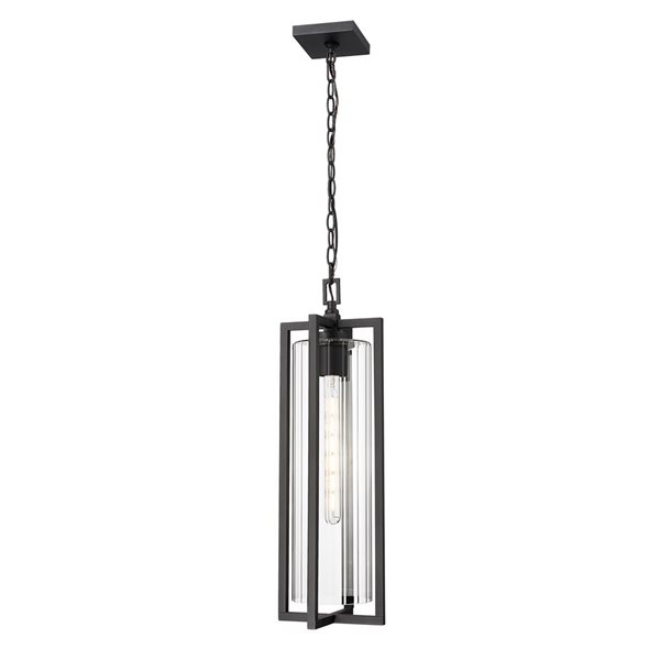 Z-Lite Aura Black 1 Light Outdoor Chain Mount Ceiling Fixture