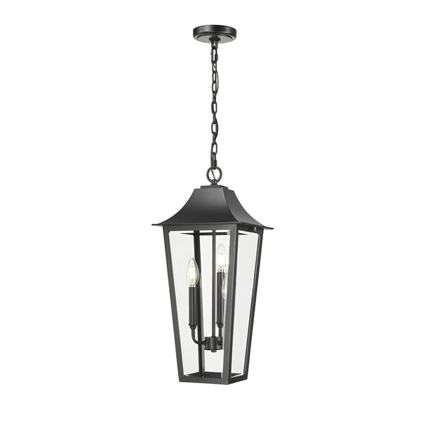 Z-Lite Gannon Black 3 Light Outdoor Chain Mount Ceiling Fixture