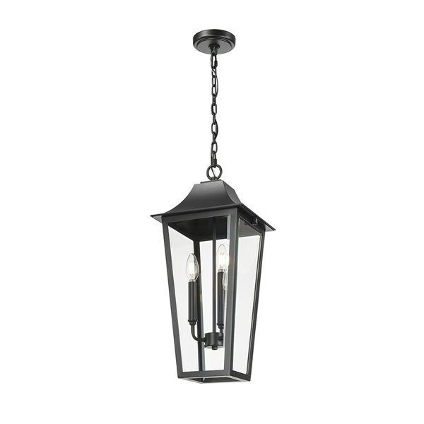 Z-Lite Gannon Black 3 Light Outdoor Chain Mount Ceiling Fixture