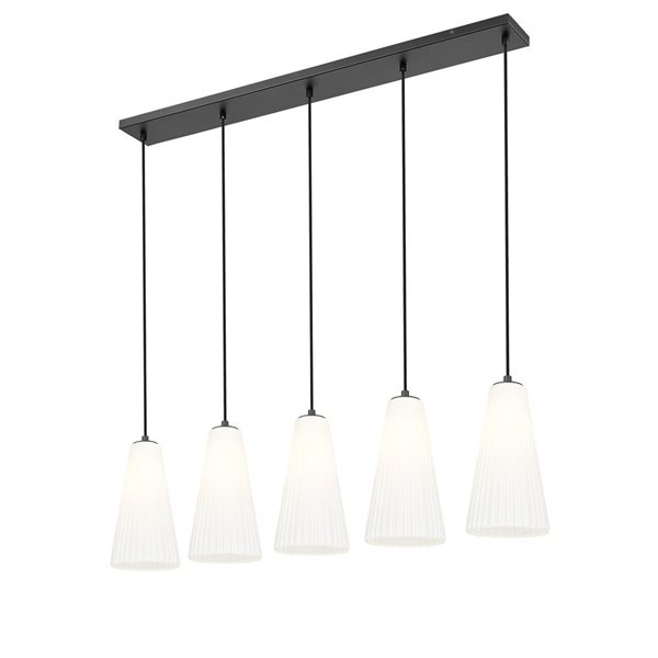 Z-Lite Farrell Matte Black 5 Light Linear Chandelier