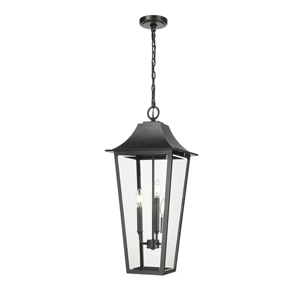 Z-Lite Gannon Black 3 Light Outdoor Chain Mount Ceiling Fixture